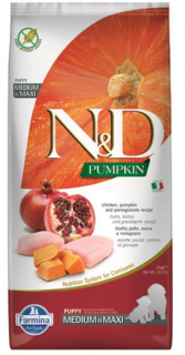 Farmina N&amp;D Dog PUMPKIN (GF) Puppy Medium &amp; Maxi, Chicken &amp; pomegranate 12kg