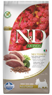 Farmina N&amp;D Dog QUINOA (GF) Adult Mini, neutered, Duck, broccoli &amp; asparagus 7kg