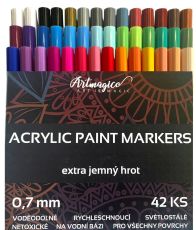 Artmagico Akrylové fixky Extra jemný hrot 0,7 mm - 42 farieb