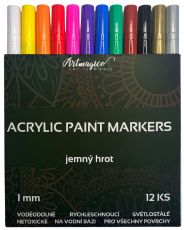 Artmagico Akrylové fixky Jemný hrot 1 mm - 12 farieb