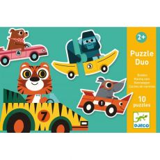 Djeco Duo puzzle Pretekárske autá so zvieratkami