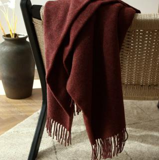 Bordový pléd z merino vlny  (Merino deka – bordový luxus)