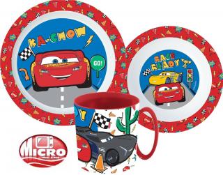 Disney Cars Dinnerware, mikro plastový set s hrnčekom 350 ml