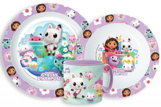 Gabby's Dollhouse Dinnerware, mikro plastový set s hrnčekom 265 ml