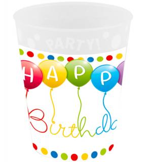 Happy Birthday Streamers mikro prémiový plastový pohár 250 ml