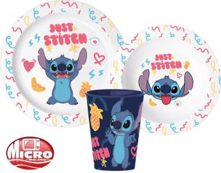 Jedálenský riad Disney Lilo and Stitch Palms, mikro plastová sada, s pohárom 260 ml