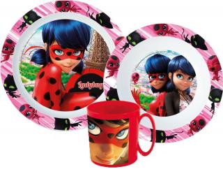 Jedálenský riad Miraculous Ladybug, mikro plastový set s hrnčekom 350 ml