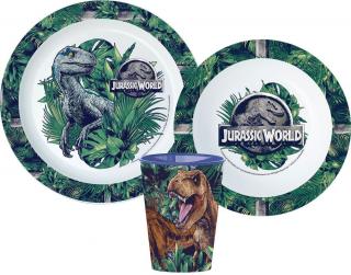 Jurassic World Dinnerware, mikro plastová sada, s pohárom 260 ml