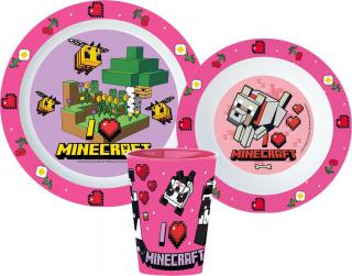 Minecraft Dinnerware, mikro plastová sada, s pohárom 260 ml