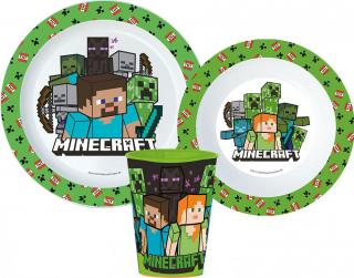 Minecraft Dinnerware, mikro plastová sada, s pohárom 260 ml