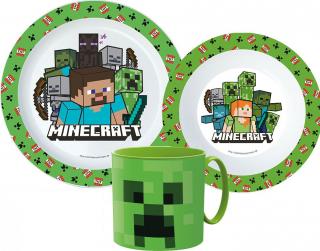 Minecraft Dinnerware, mikro plastový set s hrnčekom 265 ml