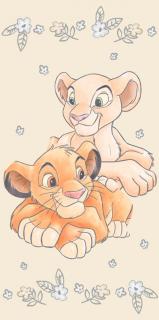 Osuška Disney The Lion King Simba & Nala, plážová osuška Žltá 70*140cm