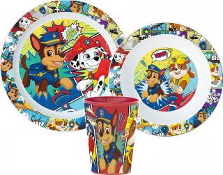 Paw Patrol Dinnerware, mikro plastová sada, s pohárom 260 ml