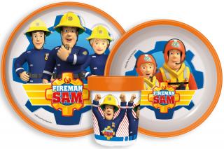 Protišmykový riad Fireman Sam, mikro plastový set