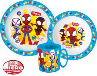 Spiderman Dinnerware, mikro plastový set s hrnčekom 350 ml