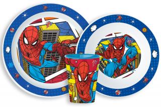 Spiderman Grid Dinnerware, mikro plastová sada, s pohárom 260 ml