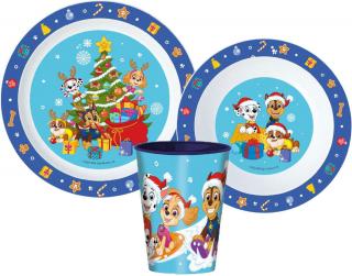 Vianočný vianočný riad Paw Patrol, mikro plastový set, s pohárom 260 ml