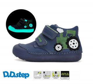 D.D.Step Fosforeskujúce kožené topánky S066 traktor - royal blue Veľkosť-obuvi: 21