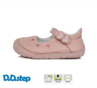 D.D.STEP kožené barefoot balerínky H073 srdiečka - baby pink Veľkosť-obuvi: 20