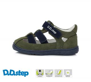 D.D.Step Kožené barefoot sandále G077 - khaki Veľkosť-obuvi: 20