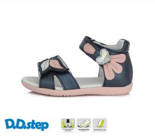 D.D.Step Kožené flexibilné sandále G075 srdiečko - royal blue Veľkosť-obuvi: 19