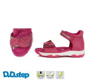 D.D.STEP Kožené sandále JAC64 - lístky -  dark pink Veľkosť-obuvi: 22