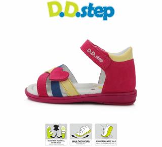 D.D.STEP kožené sandálky K03 srdce - dark pink Veľkosť-obuvi: 29