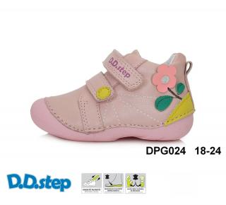 D.D. Step kožené topánky S015 kvetina - pink Veľkosť-obuvi: 24