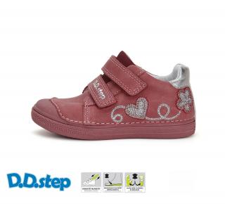 D.D.STEP kožené topánky S049 srdce - dark pink Veľkosť-obuvi: 25