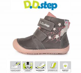 D.D.STEP kožené topánky vyššie 063 barefoot - pink/grey Veľkosť-obuvi: 35