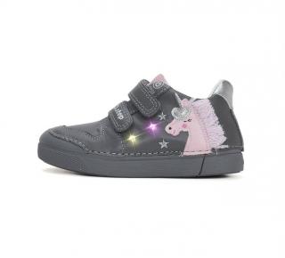 D.D.STEP LED svietiace kožené topánky S068 unicorn - grey Veľkosť-obuvi: 25