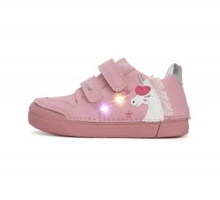 D.D.STEP LED svietiace kožené topánky S068 unicorn - pink Veľkosť-obuvi: 25