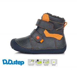 D.D.Step Zimné barefoot topánky W063 orange/royal blue Veľkosť-obuvi: 25