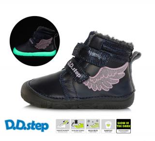 D.D.STEP Zimné barefoot topánky W073 anjel - royal blue Veľkosť-obuvi: 31