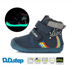 D.D.STEP Zimné barefoot topánky W073 UFO - fosforeskujúce - royal blue Veľkosť-obuvi: 20