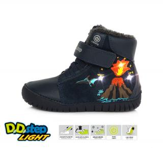 D.D.Step Zimné kožené LED topánky W050 sopka - royal blue Veľkosť-obuvi: 25