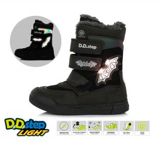 D.D.Step Zimné kožené topánky W068 LED netopier - black Veľkosť-obuvi: 25