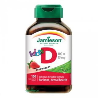 Jamieson Vitamín D3 Kids 400 IU tablety na cmúľanie s príchuťou jahody pre deti 100 tbl.