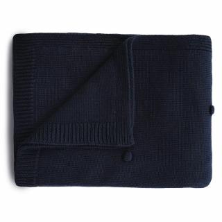 Mushie pletená detská deka z organickej bavlny -bodkovaná dark navy