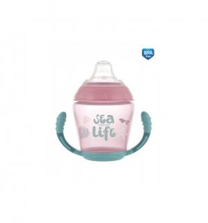 Netečúci hrnček s mäkkým náustkom 230 ml 9 m+ Sea Life ružový