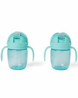 SKIP HOP Hrnček rastúci Sip-to-Straw Teal 6m+, 2ks