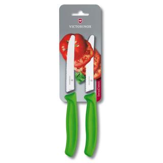 Victorinox paring knife, SwissClassic, wavy edge, green, 2 pieces blistered