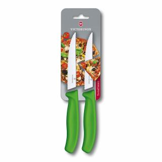 Victorinox Pizza knife, green, SwissClassic, wavy. 2 pieces blistered