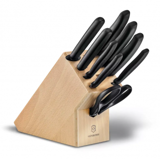 Victorinox Swiss Classic Cutlery Block, 9 pieces, beechwood, filled