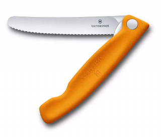 Victorinox Swiss Classic Foldable Paring Knife, wavy edge, orange, blister