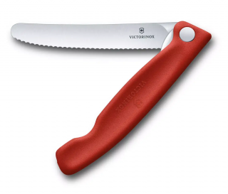 Victorinox Swiss Classic Foldable Paring Knife, wavy edge, red, blister