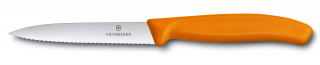 Victorinox SwissClassic paring knife, pointed tip, wavy, 10 cm, orange