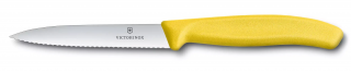 Victorinox SwissClassic paring knife, pointed tip, wavy, 10 cm, yellow