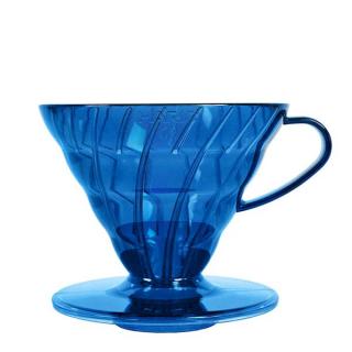 Hario plastový dripper V60-02, priehľadný modrý