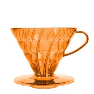 Hario plastový dripper V60-02, priehľadný oranžový